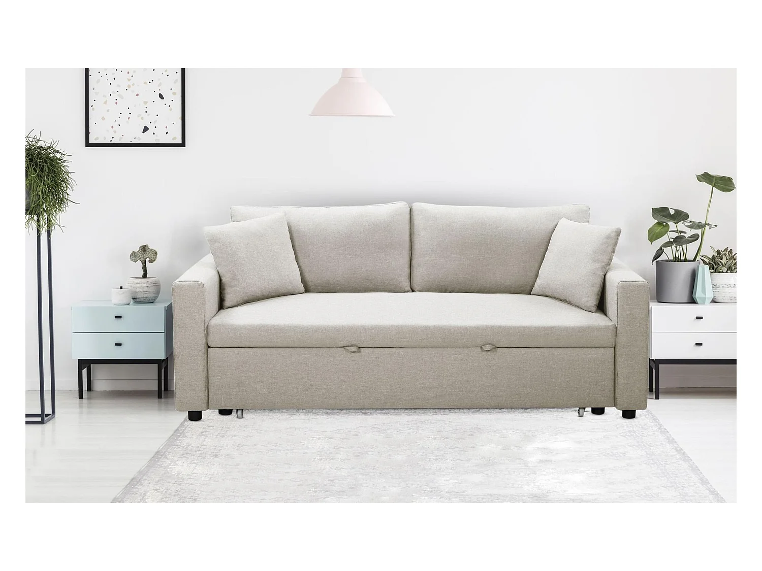 Canapé 3 Places Convertible "Zolan" 194cm Beige