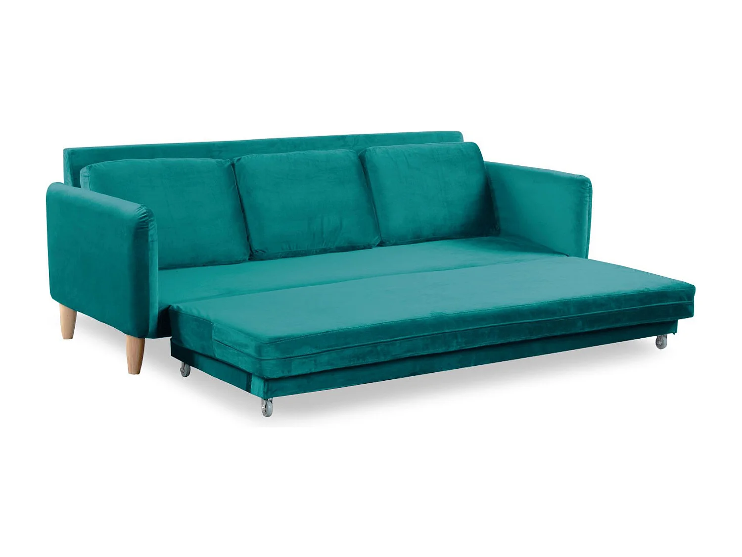 Schlafsofa aus Samt "Zefli" 210cm Grün Modern & Bequem