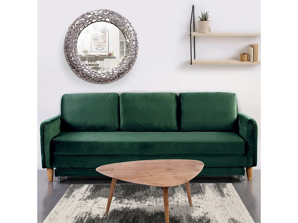 Schlafsofa aus Samt "Zefli" 210cm Grün Modern & Bequem