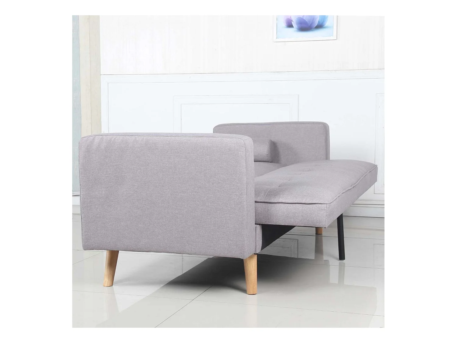 Canapé Convertible 3 Places Scandinave "Navya" Gris Clair