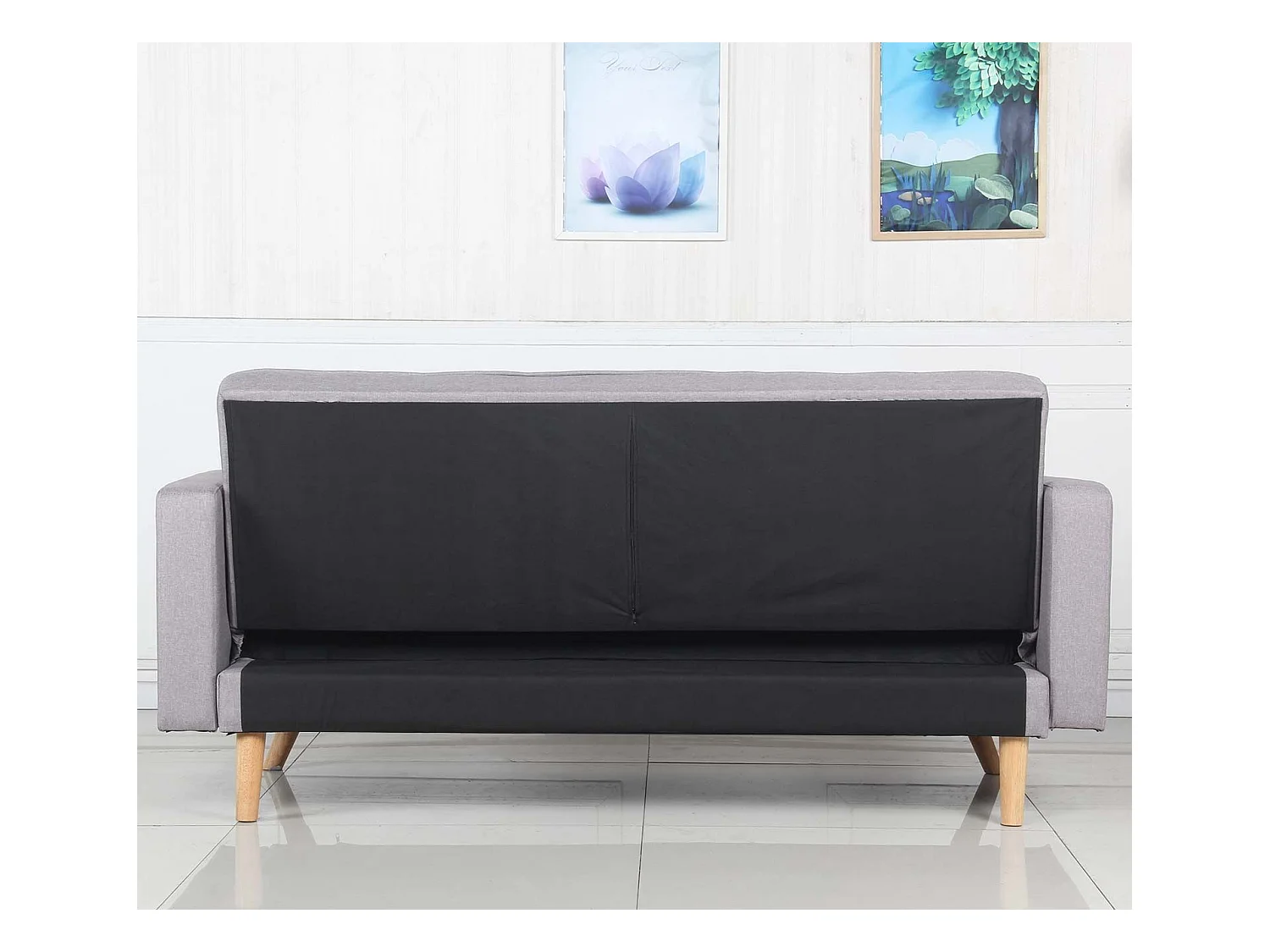 Canapé Convertible 3 Places Scandinave "Navya" Gris Clair