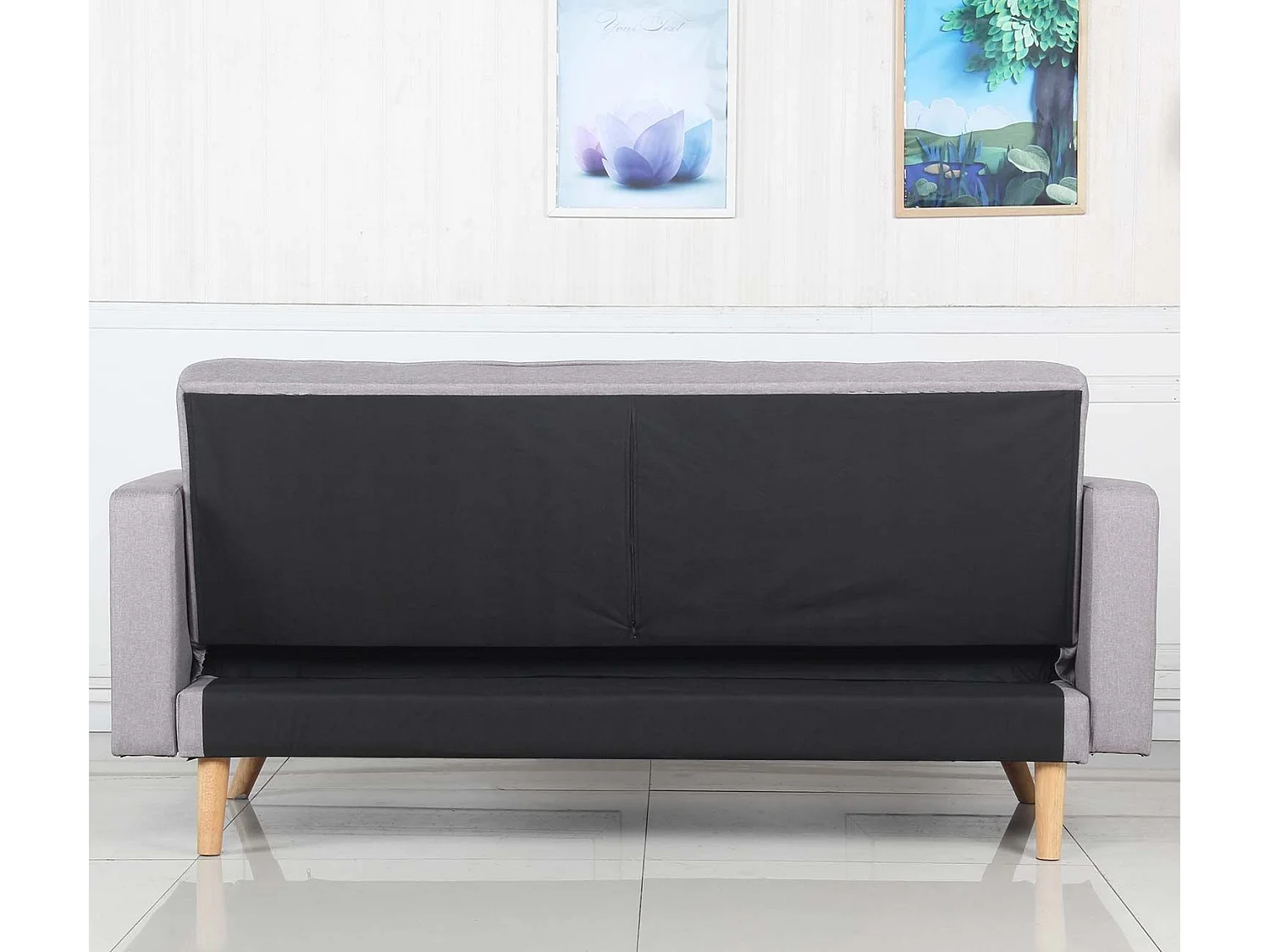 Canapé Convertible 3 Places Scandinave "Navya" Gris Clair