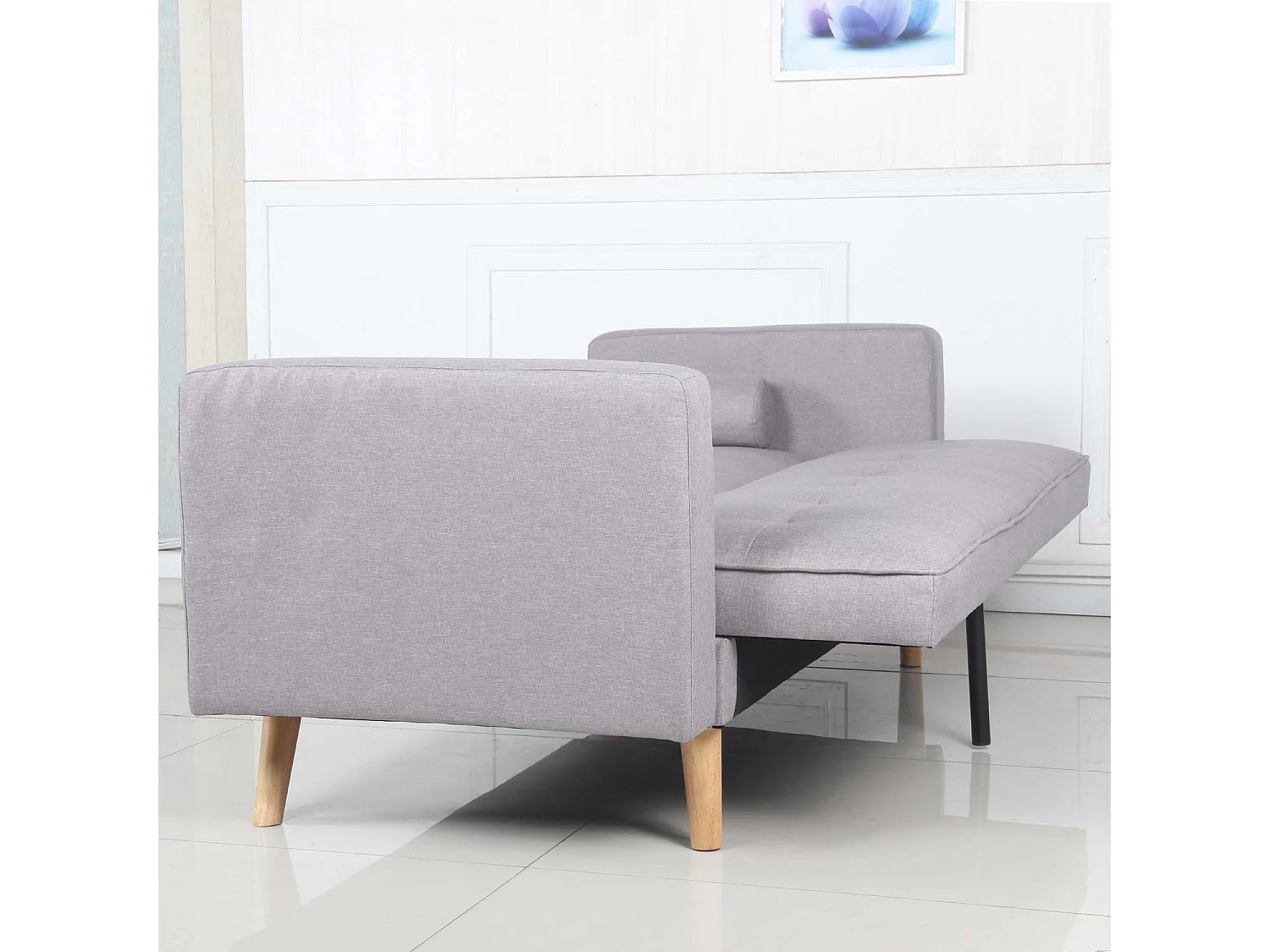 Canapé Convertible 3 Places Scandinave "Navya" Gris Clair