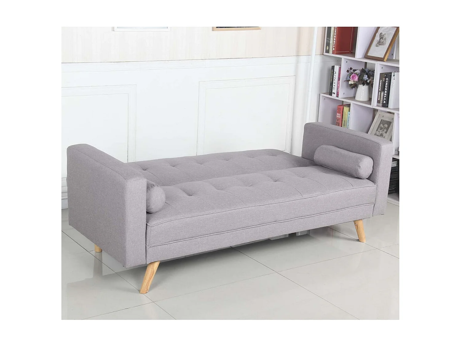 Canapé Convertible 3 Places Scandinave "Navya" Gris Clair