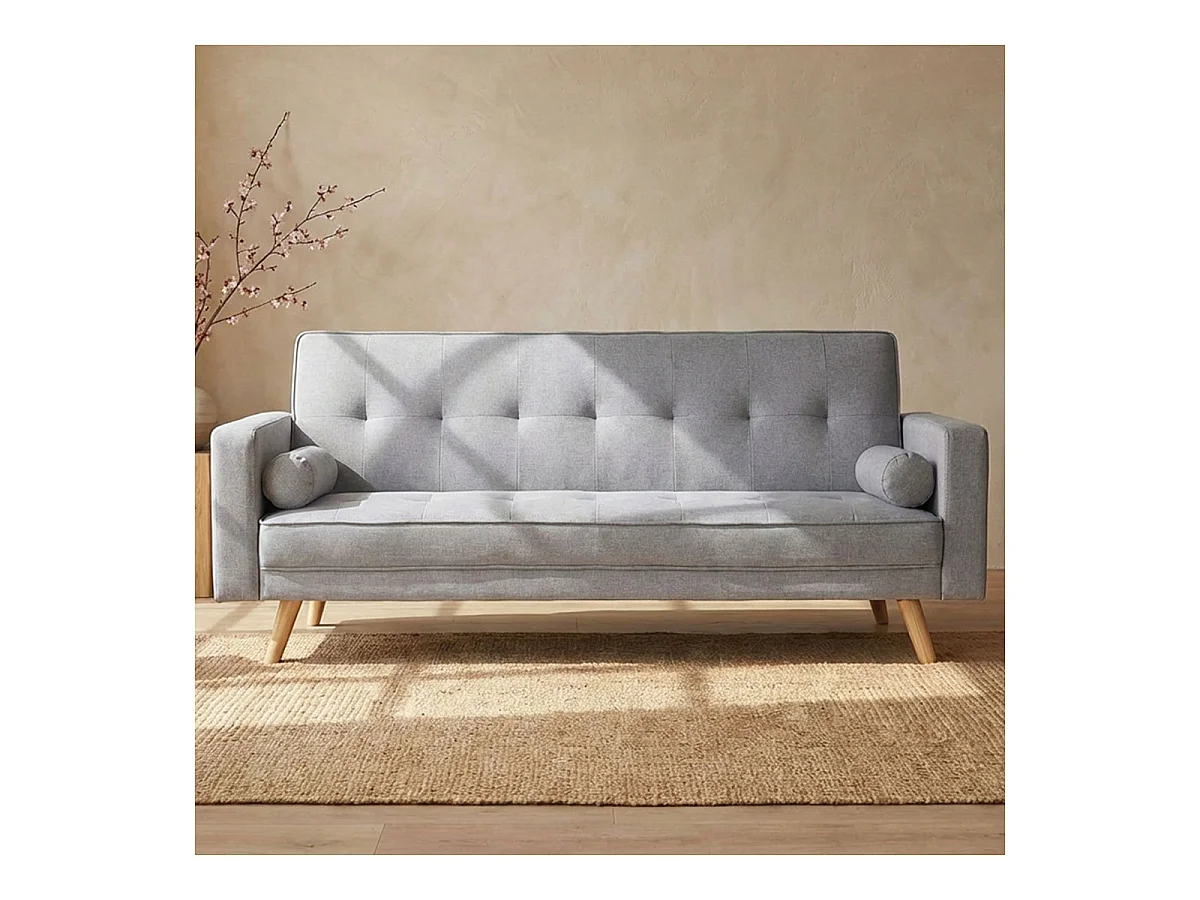 Canapé Convertible 3 Places Scandinave "Navya" Gris Clair