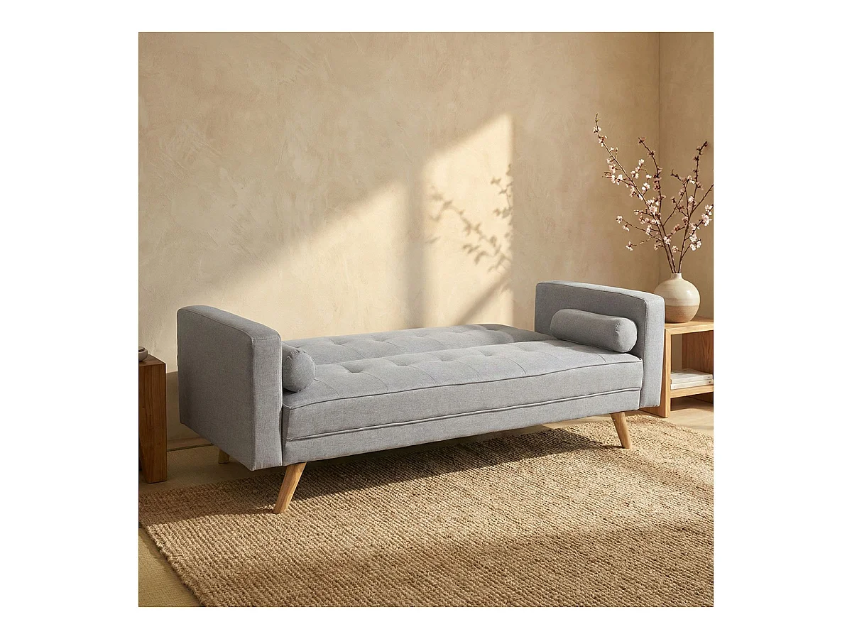Canapé Convertible 3 Places Scandinave "Navya" Gris Clair