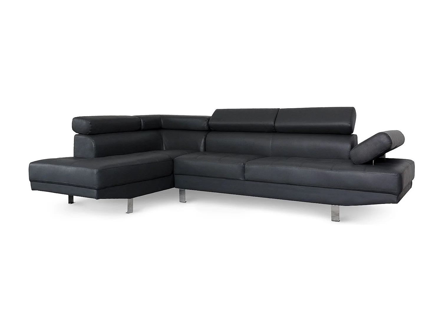 Canapé 5 Places "Como" 260cm Noir Angle Gauche
