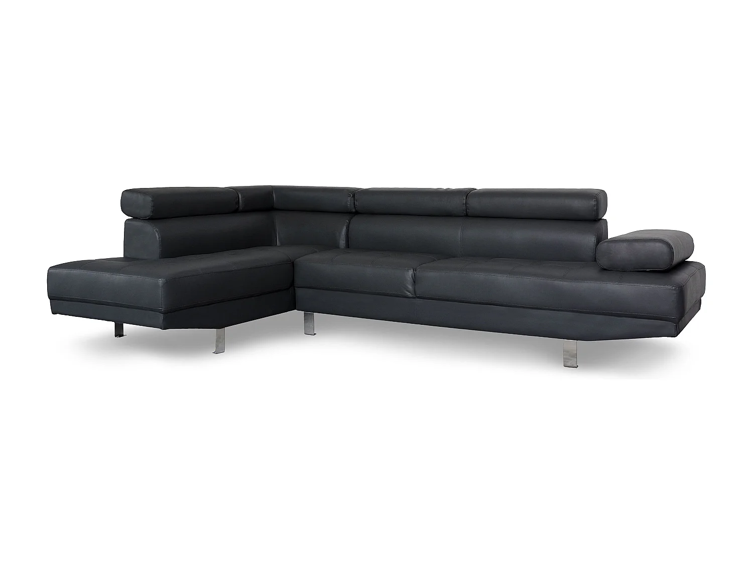 Canapé 5 Places "Como" 260cm Noir Angle Gauche