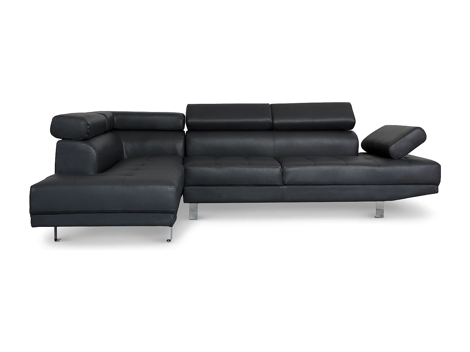 Canapé 5 Places "Como" 260cm Noir Angle Gauche