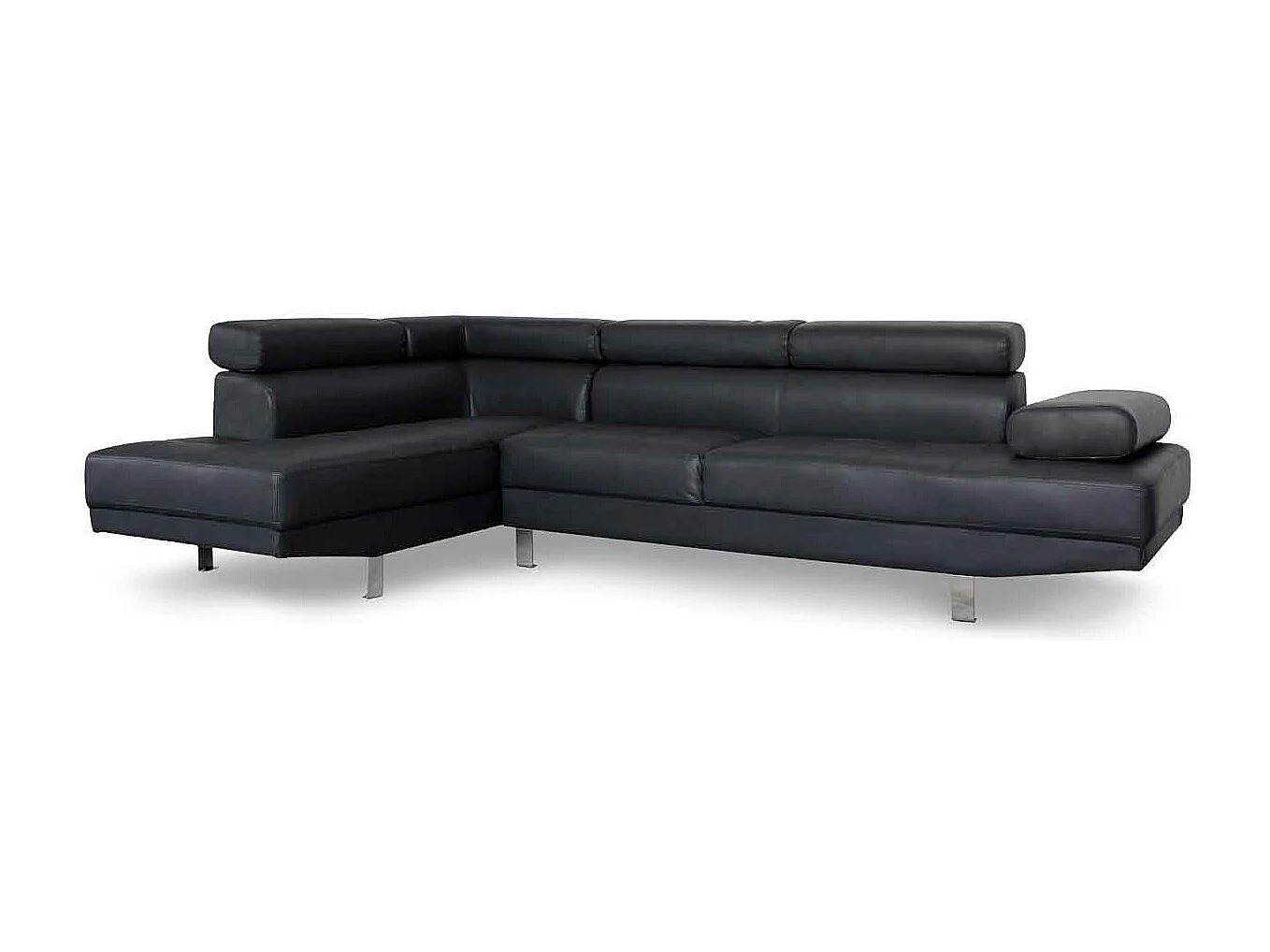 Canapé 5 Places "Como" 260cm Noir Angle Gauche