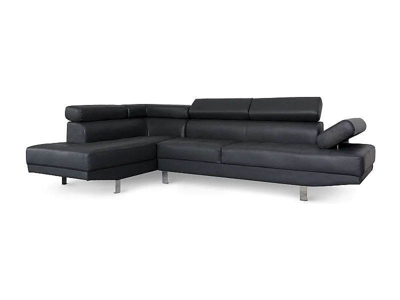 Canapé 5 Places "Como" 260cm Noir Angle Gauche