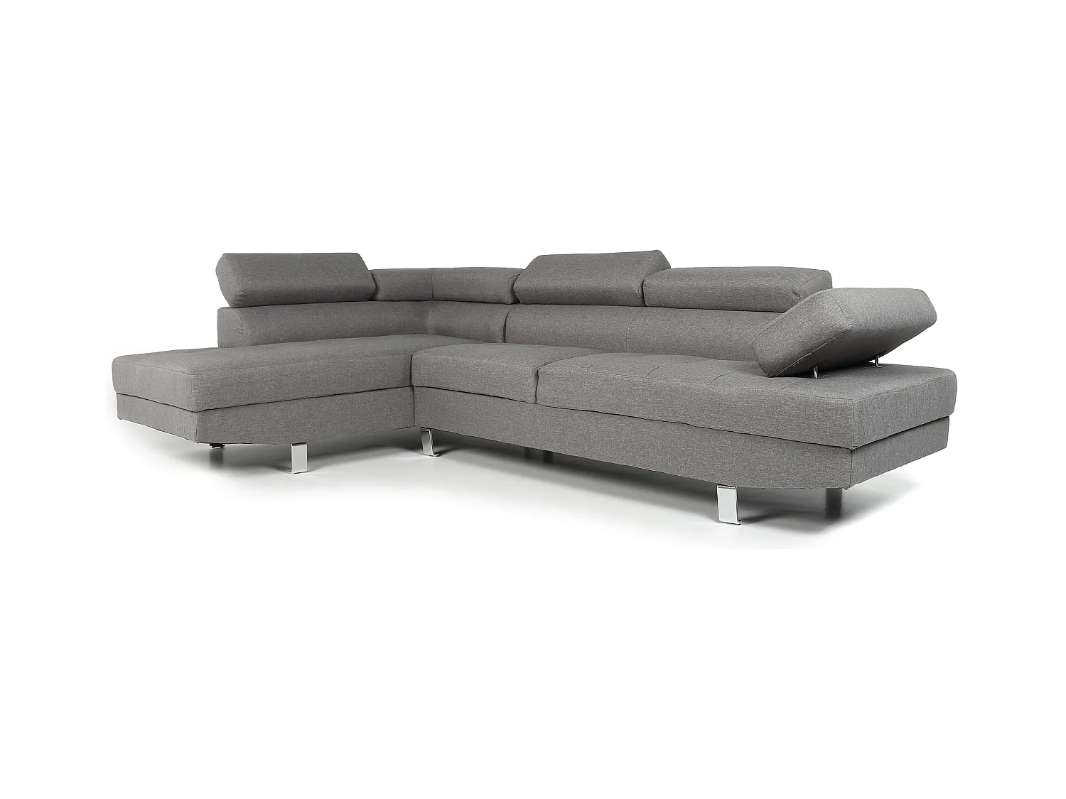 Canapé d'Angle Gauche en Tissu "Têtière" 260cm Gris