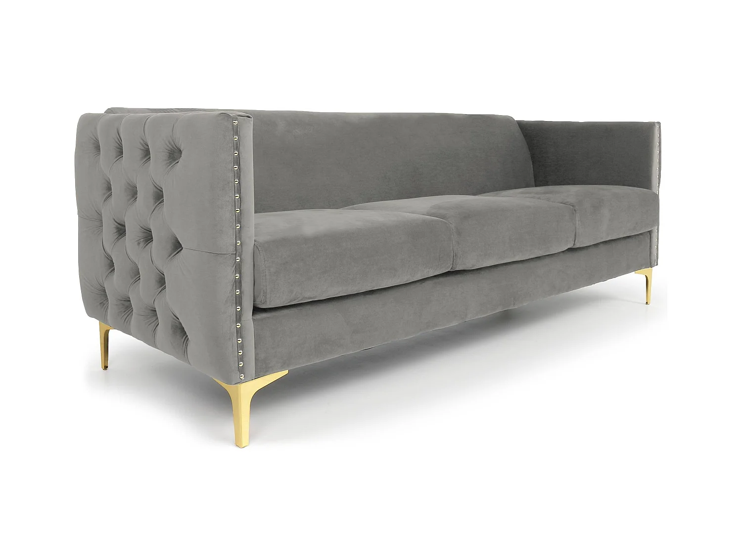 Divano a 3 posti Joshua in velluto argento