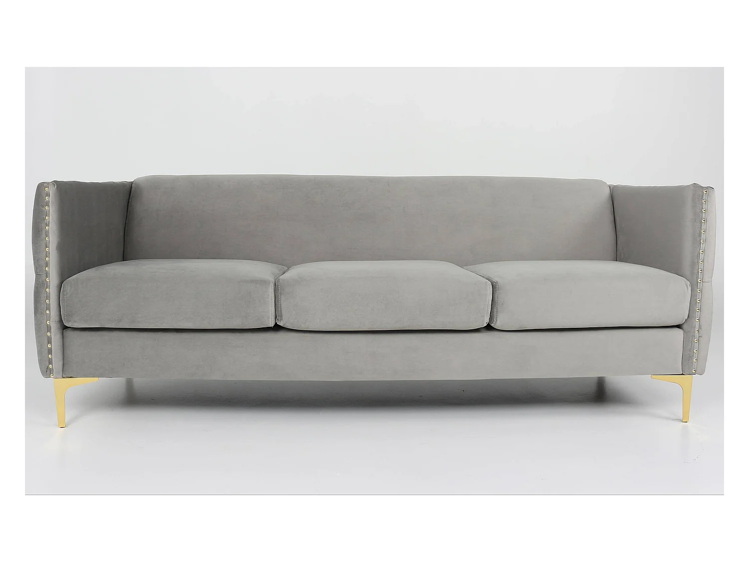 Canapé 3 Places en Velours "Suez" 204cm Argent