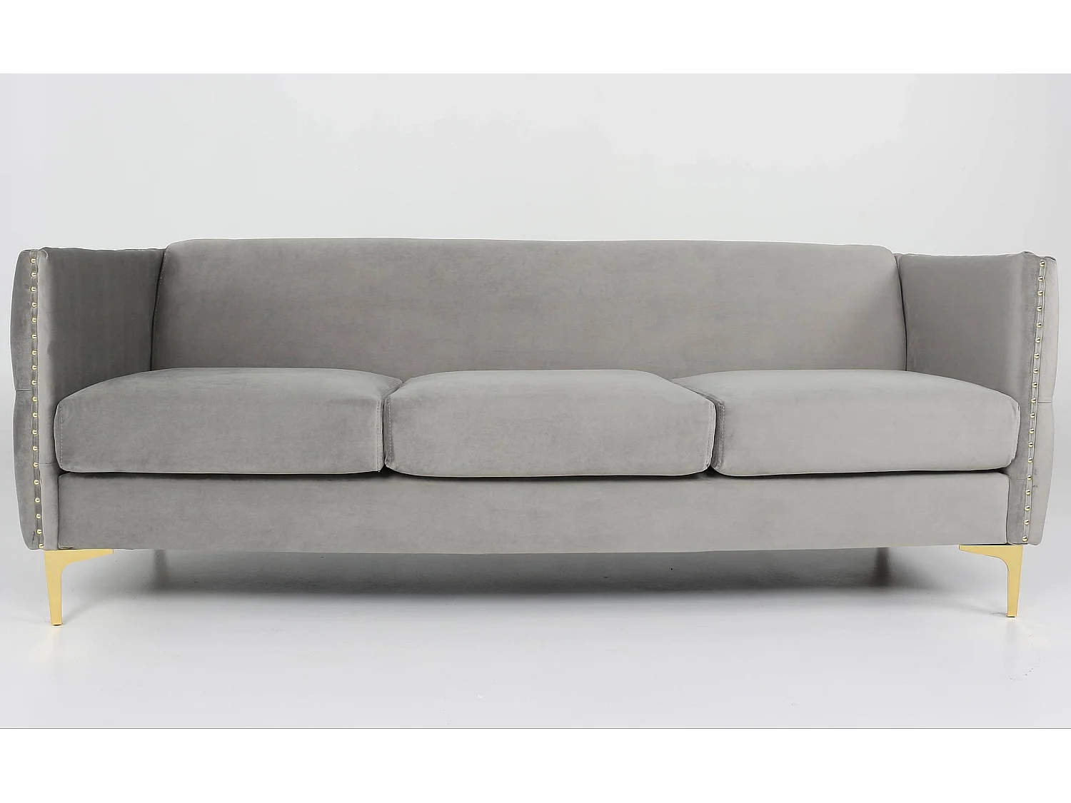 Samtsofa Silber 3-Sitzer Elegantes Design Goldene Beine