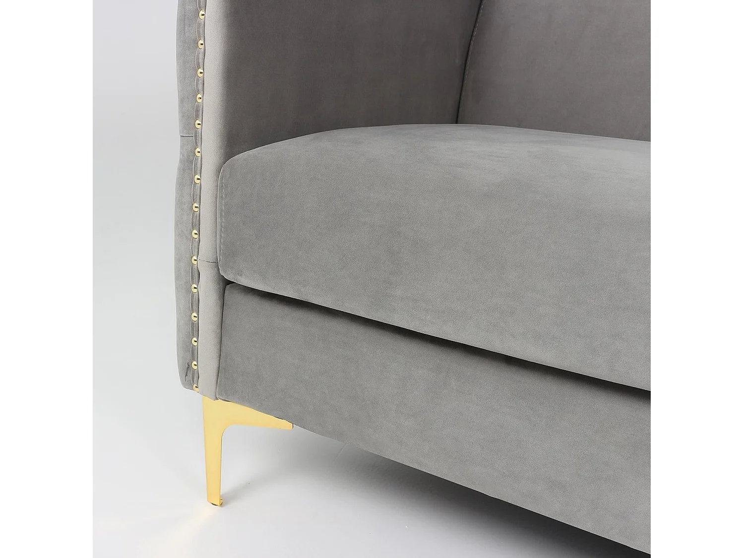 Samtsofa Silber 3-Sitzer Elegantes Design Goldene Beine