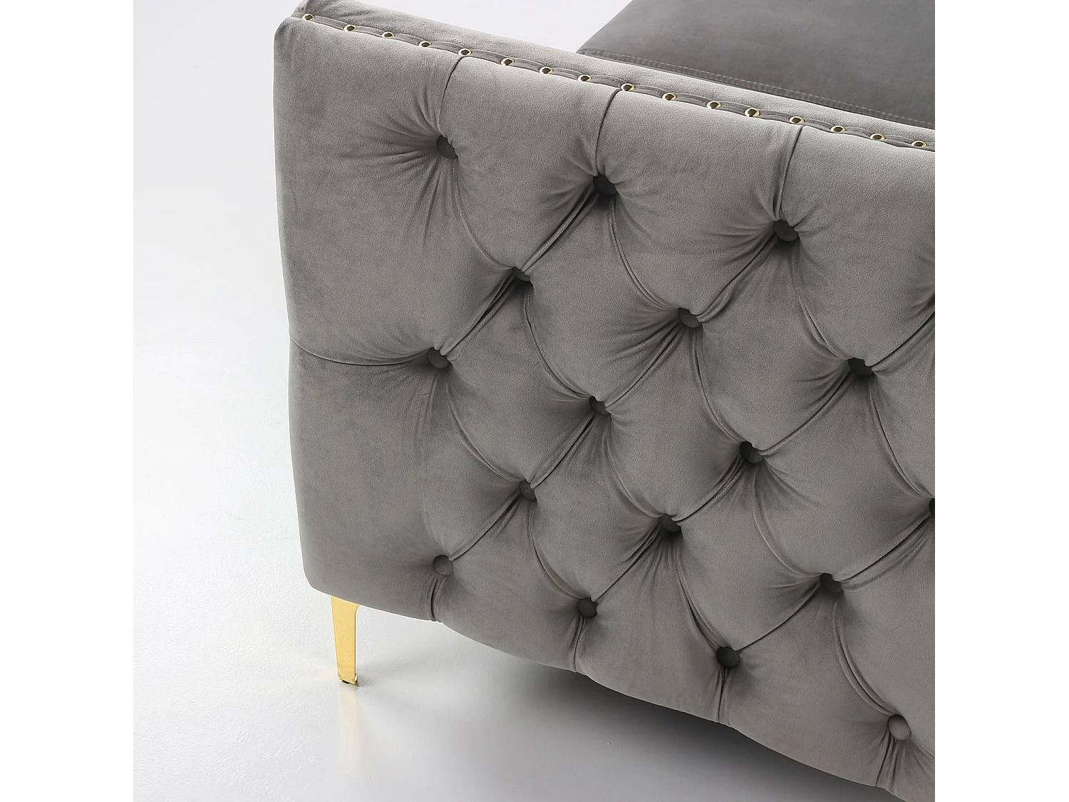 Samtsofa Silber 3-Sitzer Elegantes Design Goldene Beine