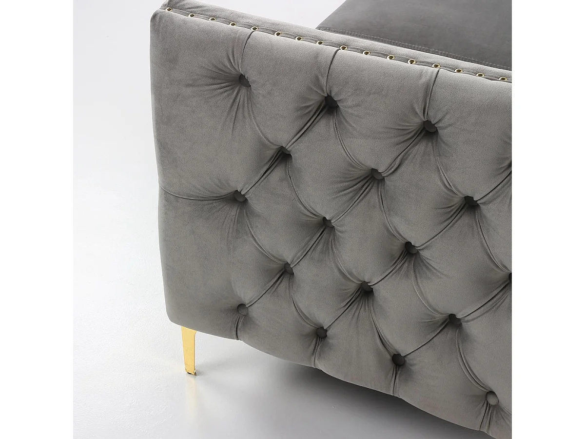 Samtsofa Silber 3-Sitzer Elegantes Design Goldene Beine