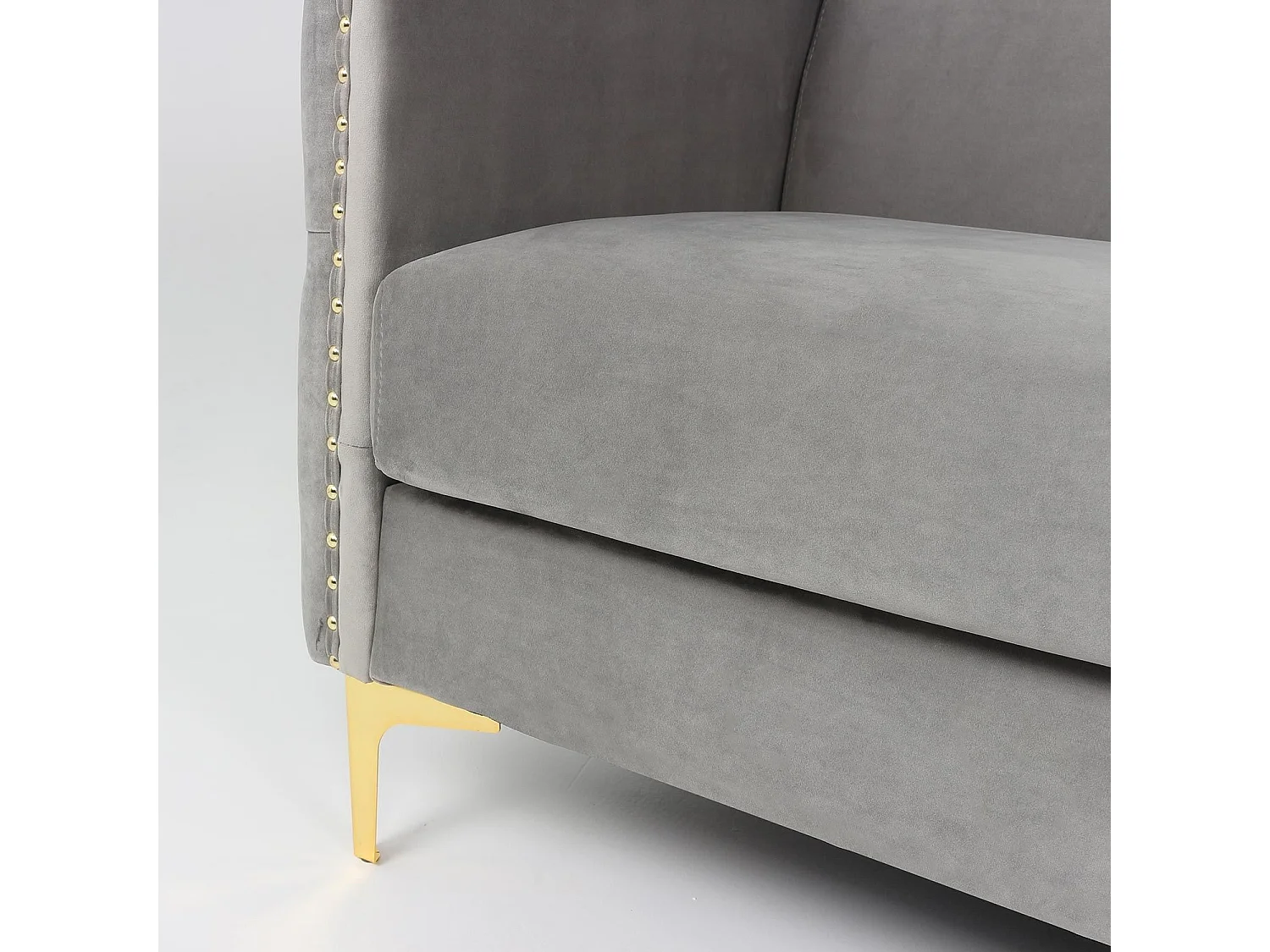 Samtsofa Silber 3-Sitzer Elegantes Design Goldene Beine
