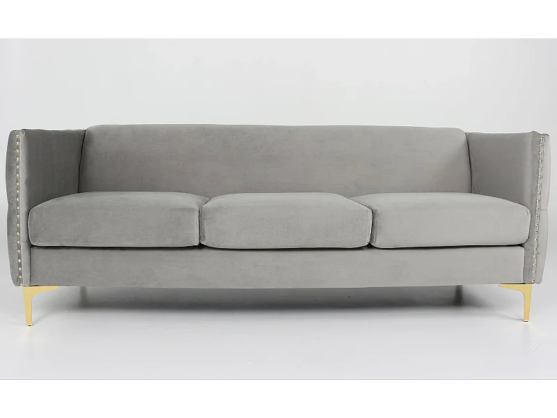 Samtsofa Silber 3-Sitzer Elegantes Design Goldene Beine