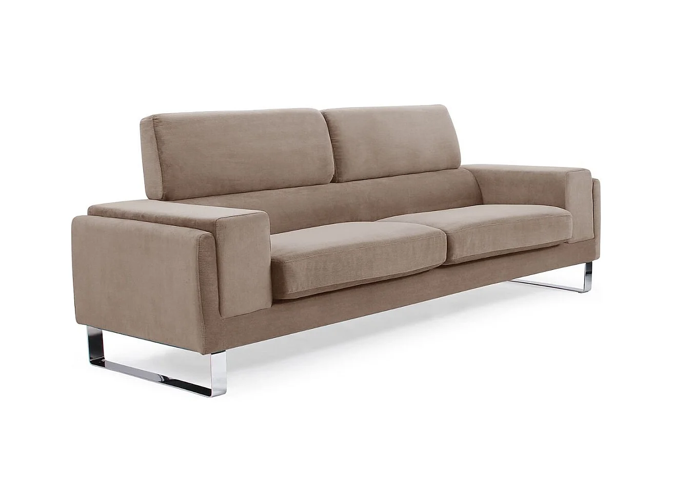Canapé 3 Places Velours Côtelé "Ezekiel" 198cm Taupe