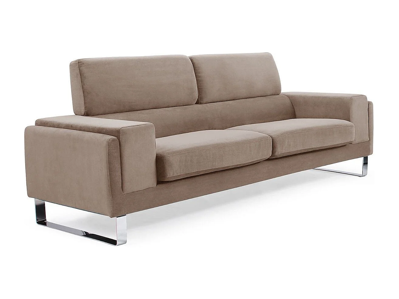 Canapé 3 Places Velours Côtelé "Ezekiel" 198cm Taupe