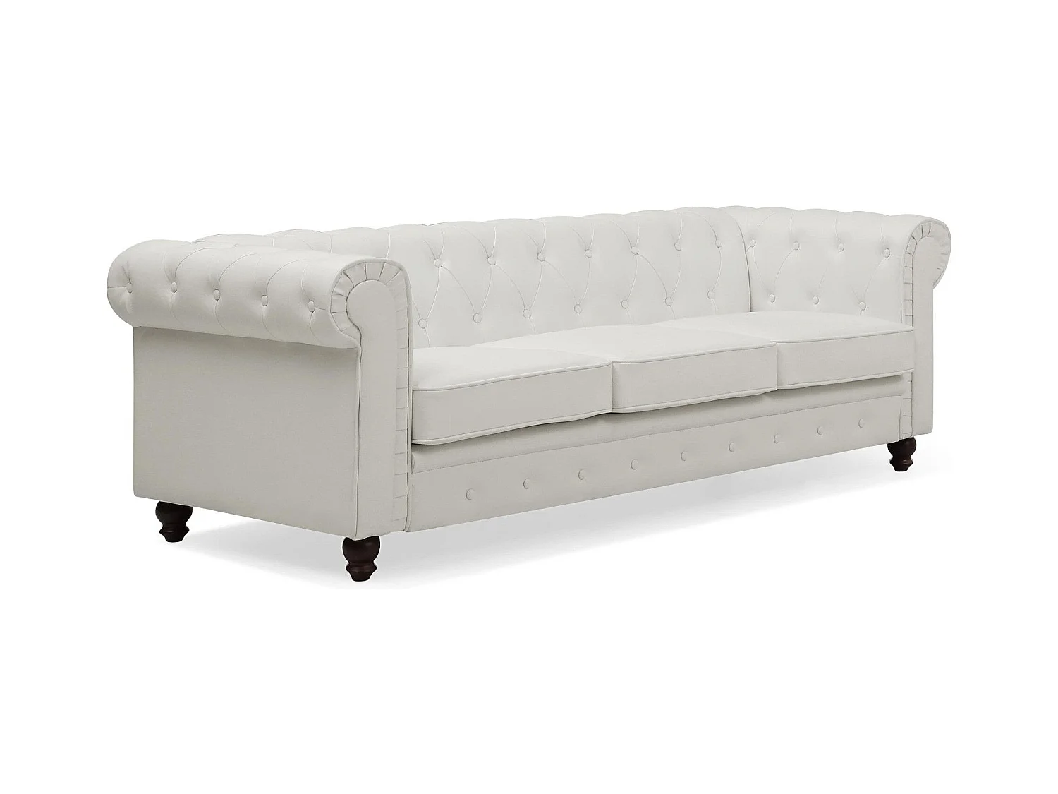 Canapé 3 Places "Chesterfield" 209cm Blanc