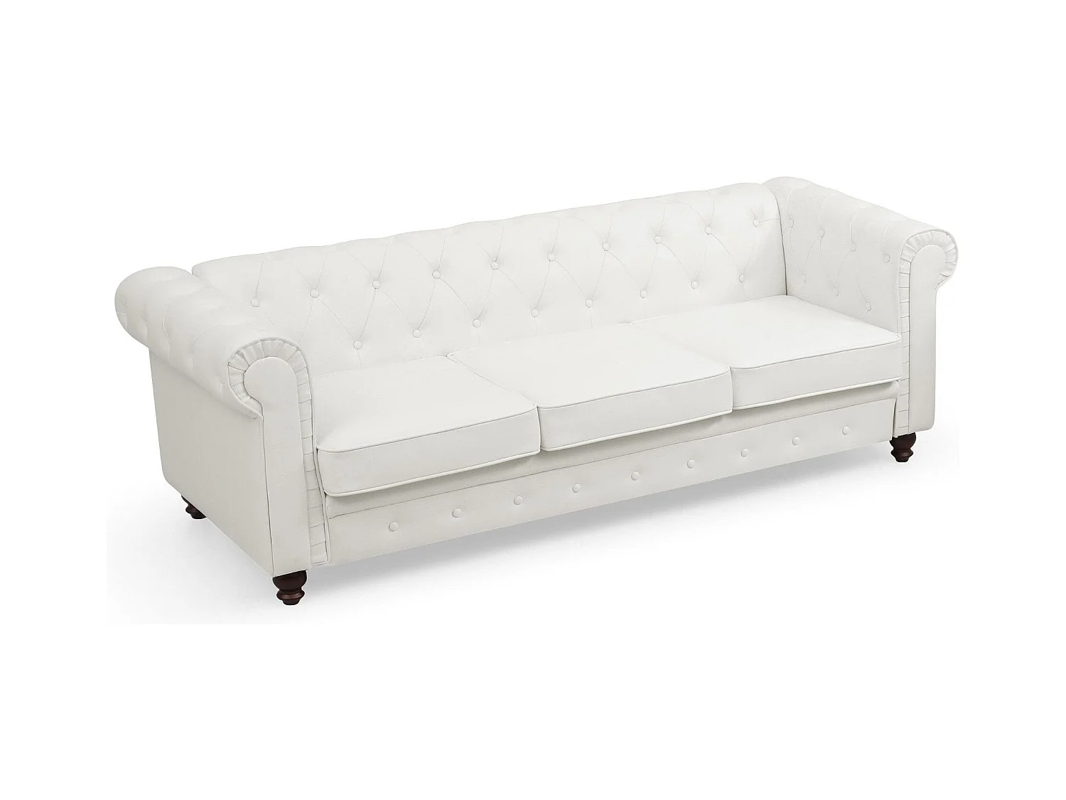 Canapé 3 Places "Chesterfield" 209cm Blanc