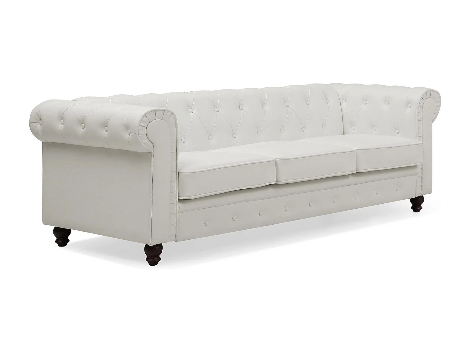 Canapé 3 Places "Chesterfield" 209cm Blanc