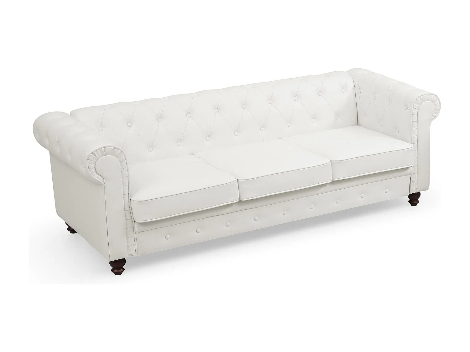 Canapé 3 Places "Chesterfield" 209cm Blanc