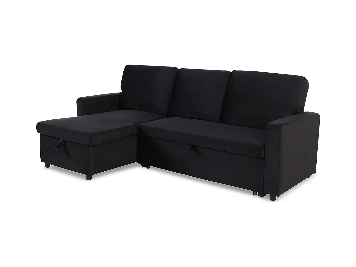 Canapé d'Angle Gauche Convertible "Minera" 215cm Noir