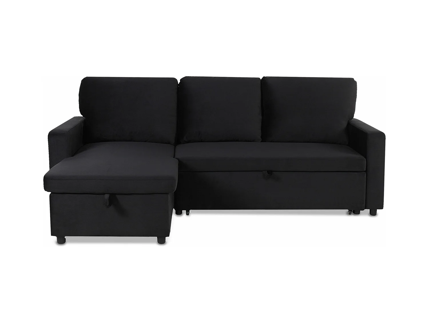 Canapé d'Angle Gauche Convertible "Minera" 215cm Noir