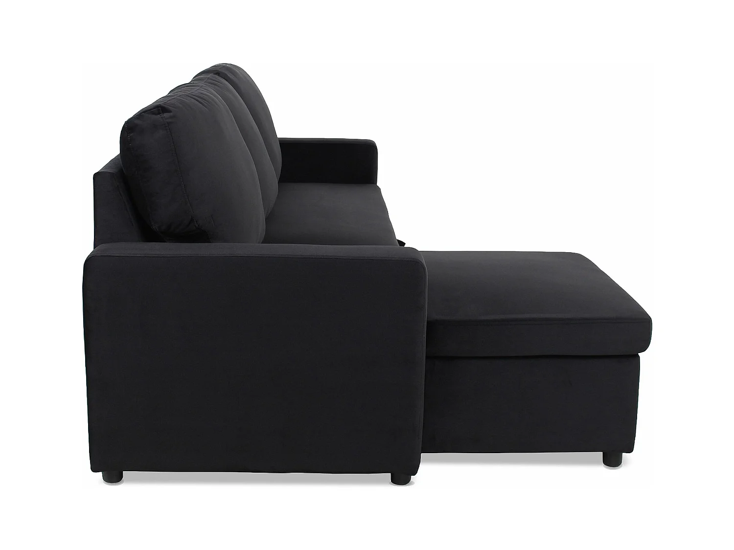 Canapé d'Angle Gauche Convertible "Minera" 215cm Noir