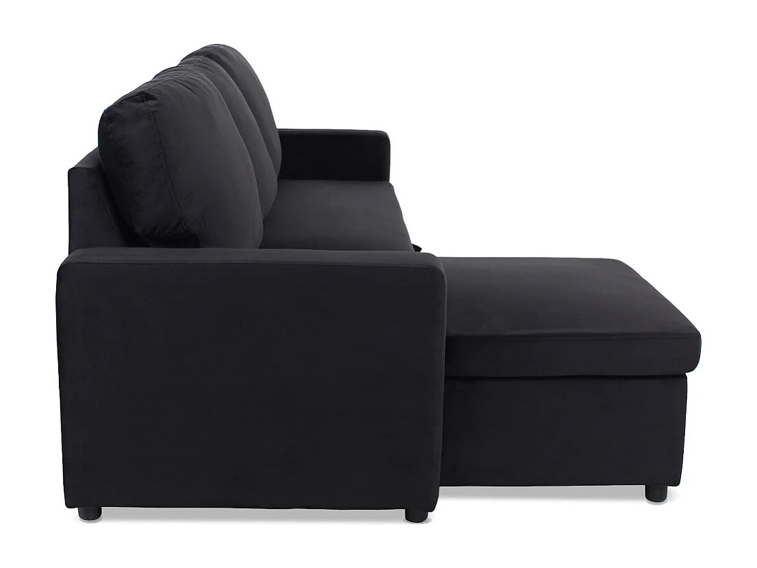 Canapé d'Angle Gauche Convertible "Minera" 215cm Noir