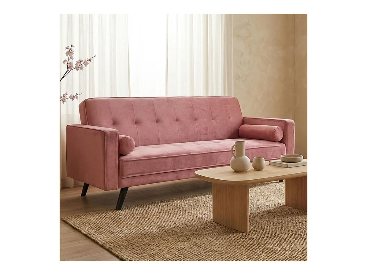 Canapé Convertible 3 Places Scandinave "Navya" Rose