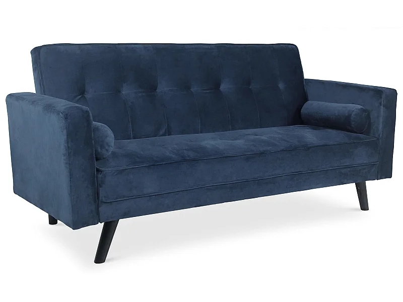 Skandinavisches Schlafsofa "Navya" aus blauem Samt, 3-Sitzer