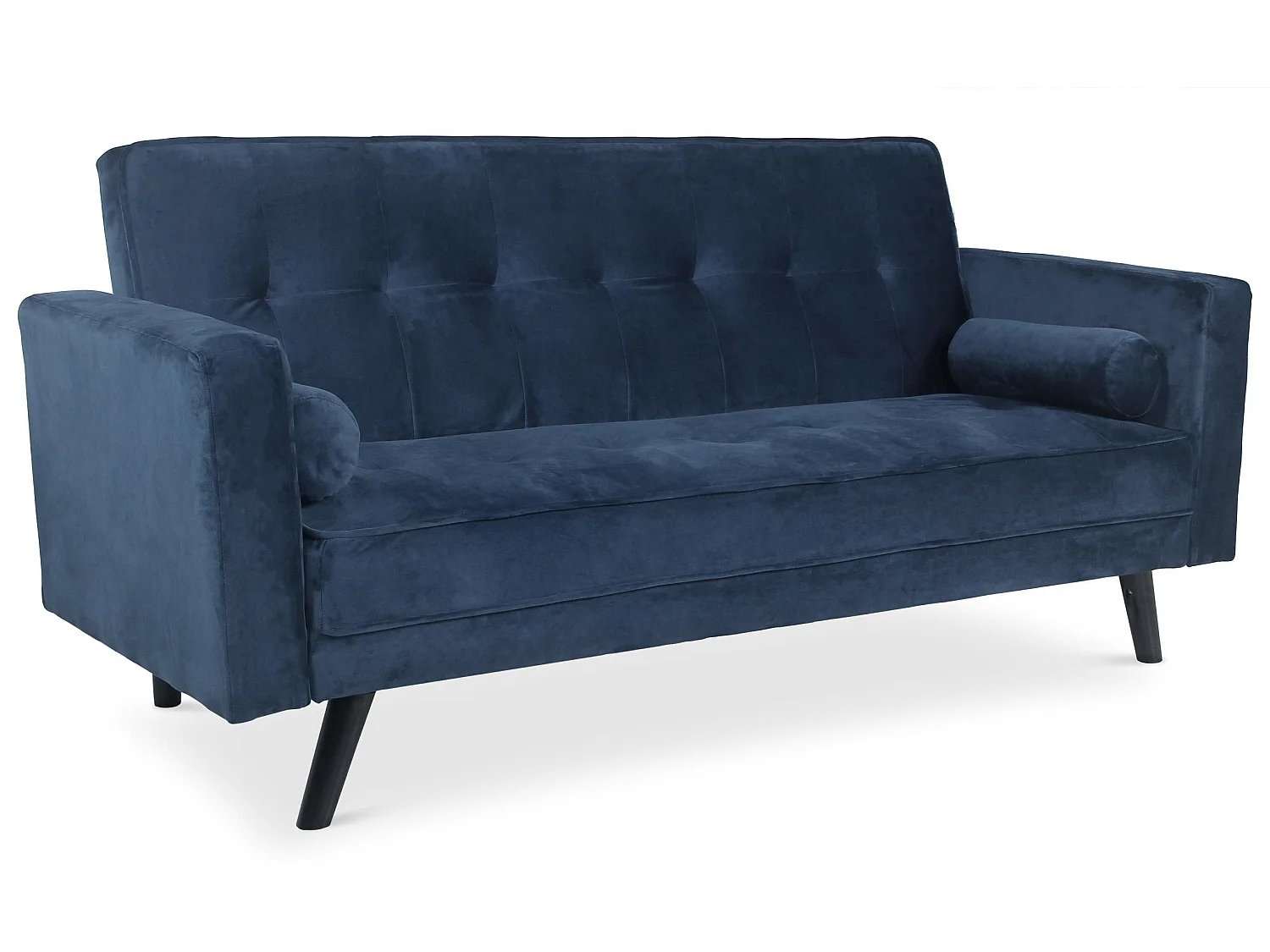 Skandinavisches Schlafsofa "Navya" aus blauem Samt, 3-Sitzer