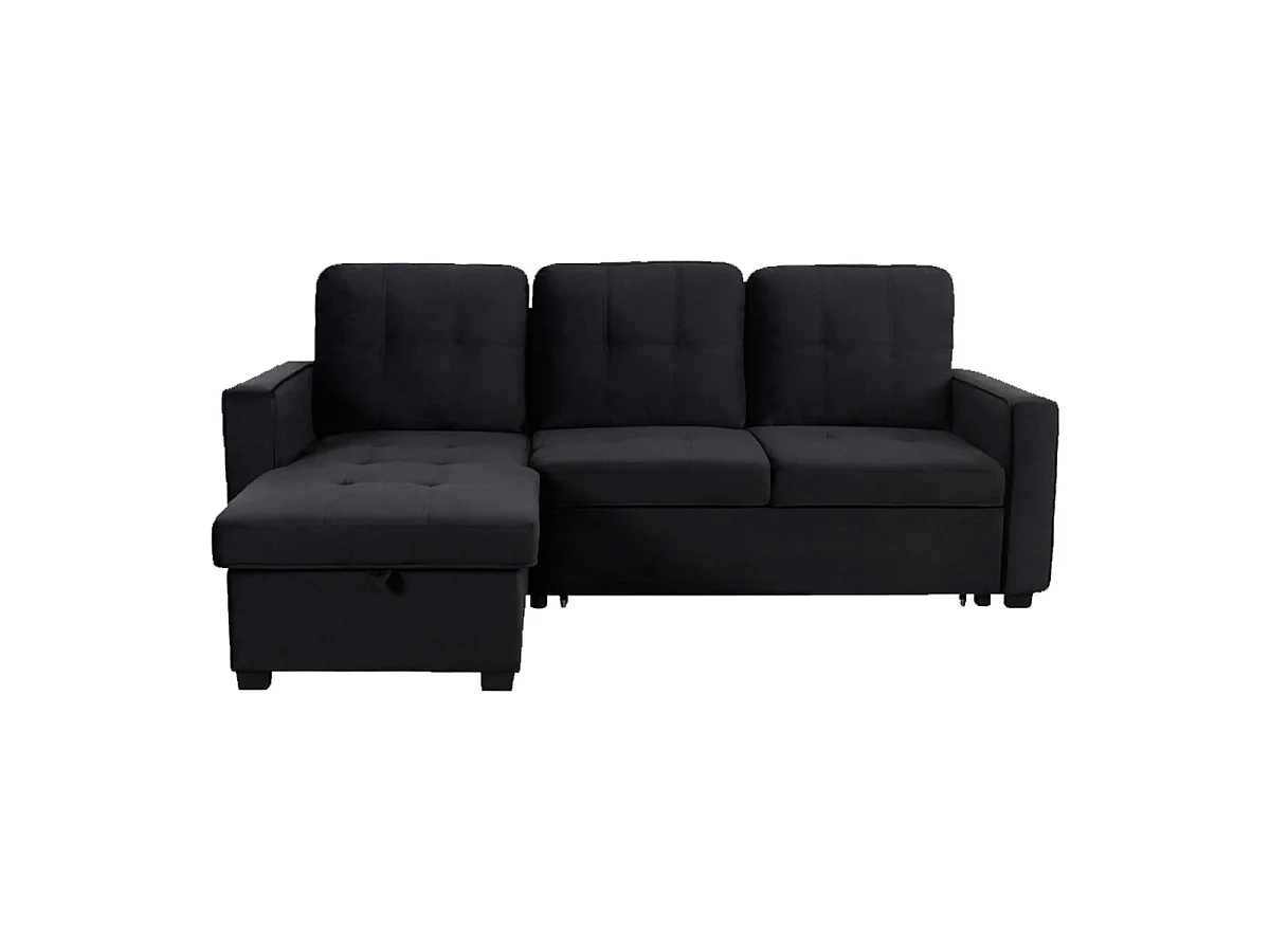Canapé d'Angle Convertible "Rabano" 230cm Noir