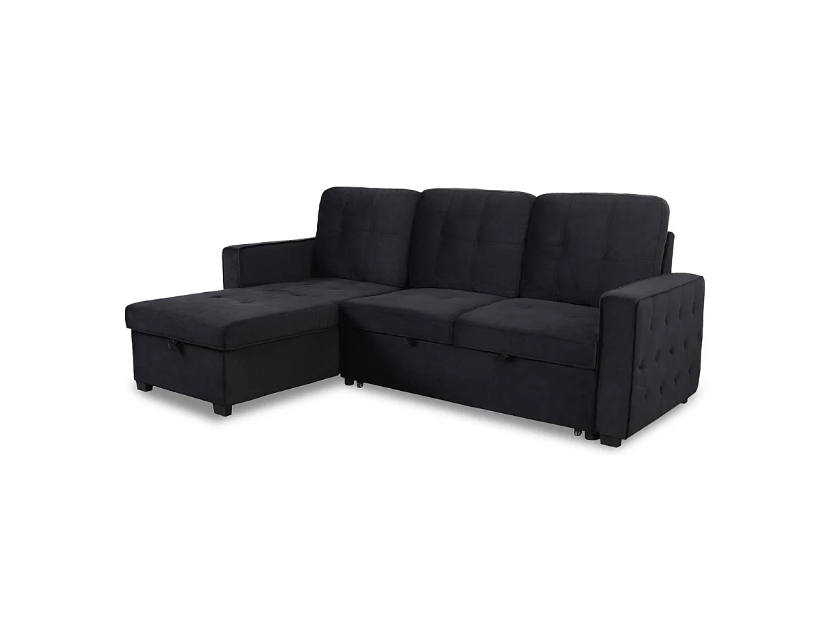 Canapé d'Angle Convertible "Rabano" 230cm Noir
