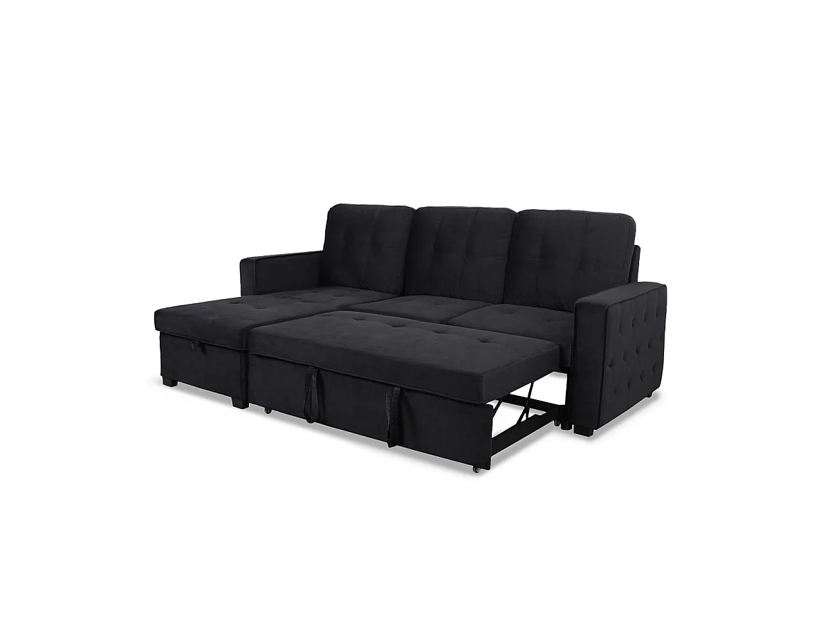 Canapé d'Angle Convertible "Rabano" 230cm Noir