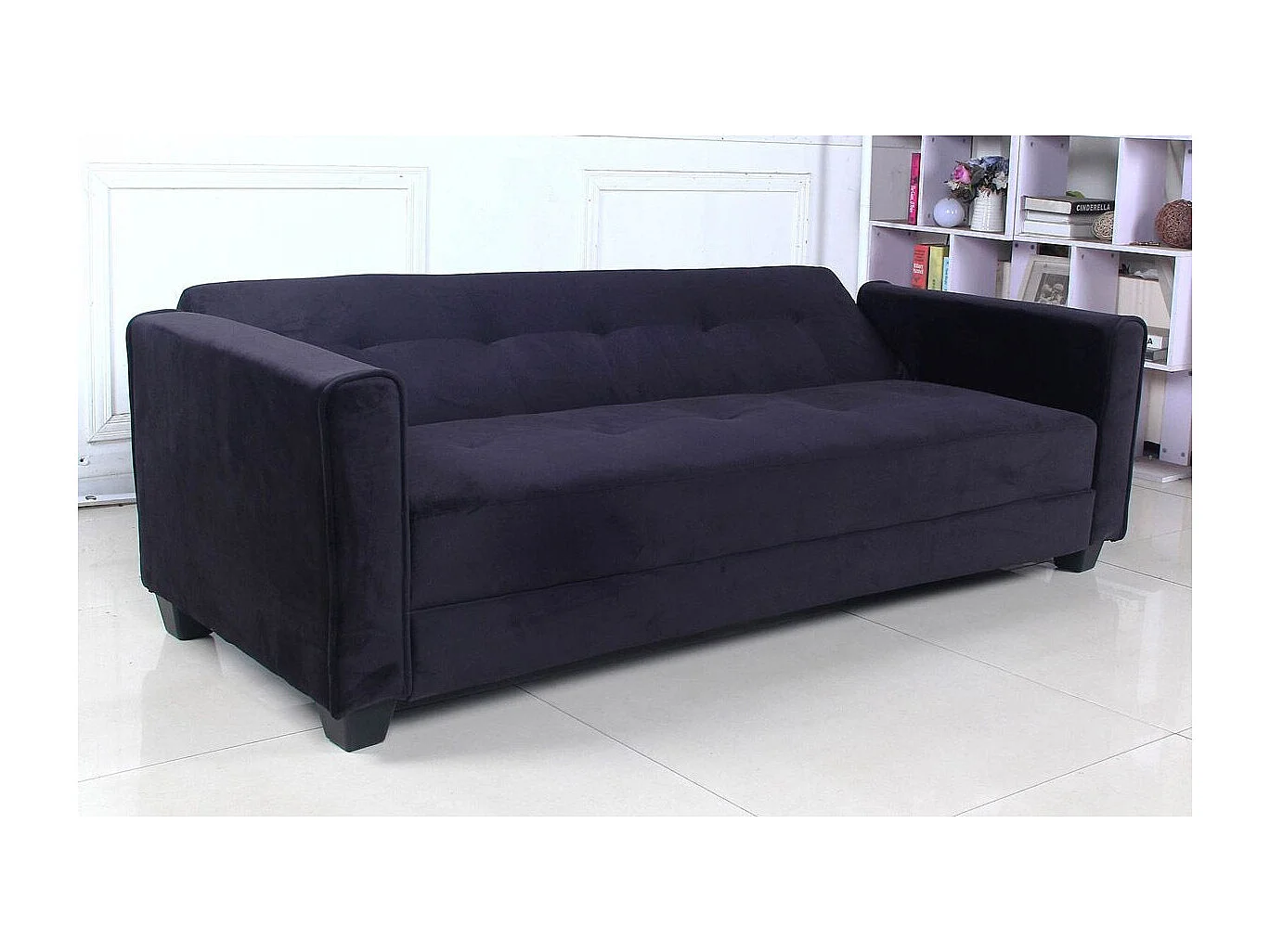 Canapé Convertible 3 Places "Tosello" 200cm Noir