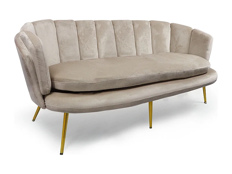 3-Sitzer Samtsofa "Dabren" Taupe Modern und Bequem