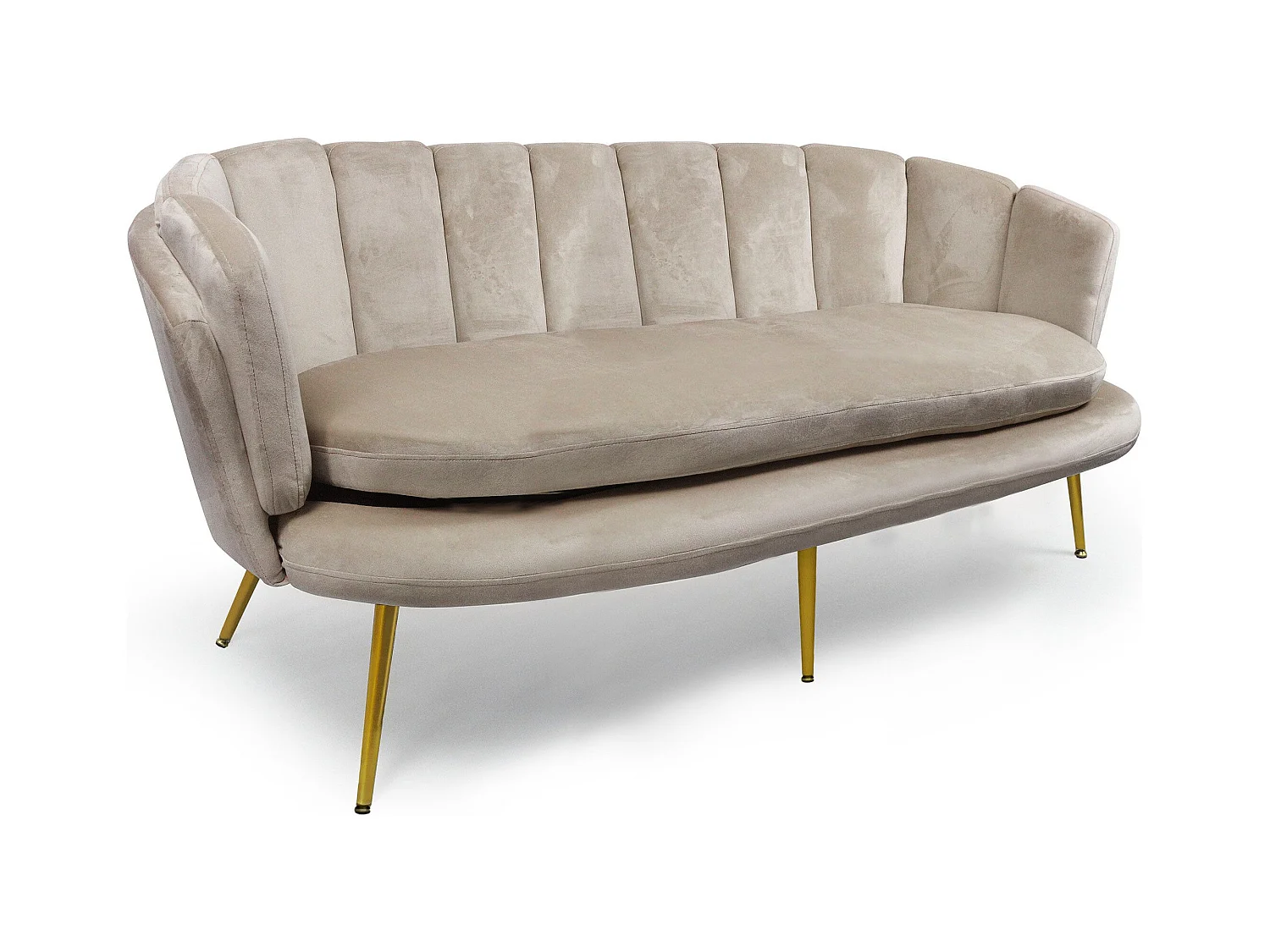 3-Sitzer Samtsofa "Dabren" Taupe Modern und Bequem