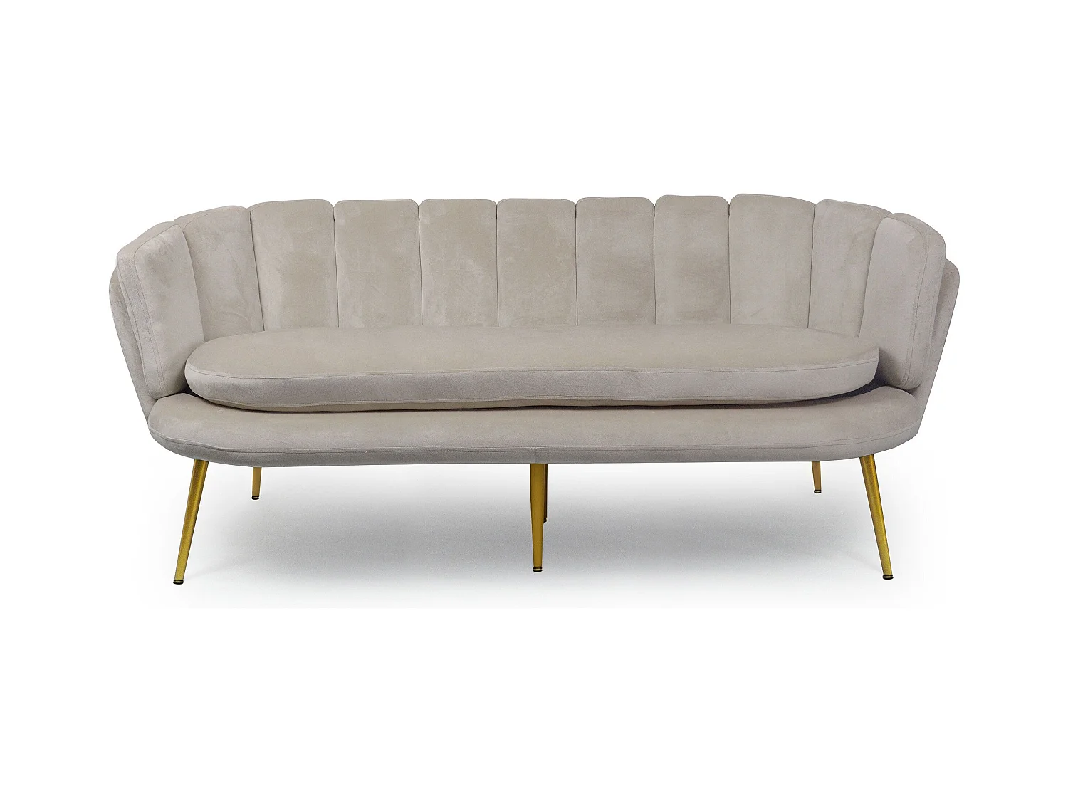 3-Sitzer Samtsofa "Dabren" Taupe Modern und Bequem