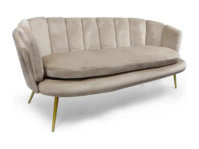 3-Sitzer Samtsofa "Dabren" Taupe Modern und Bequem