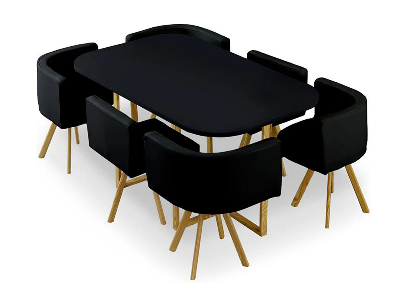 Table de Repas & 6 Chaises Design "Normi" 150cm Noir