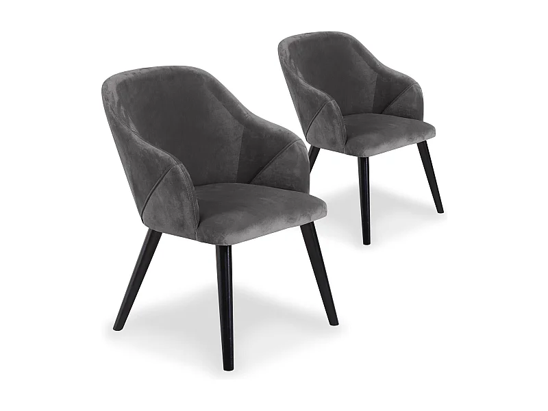 Lot de 2 Fauteuils en Velours "Yugnat" 85cm Gris