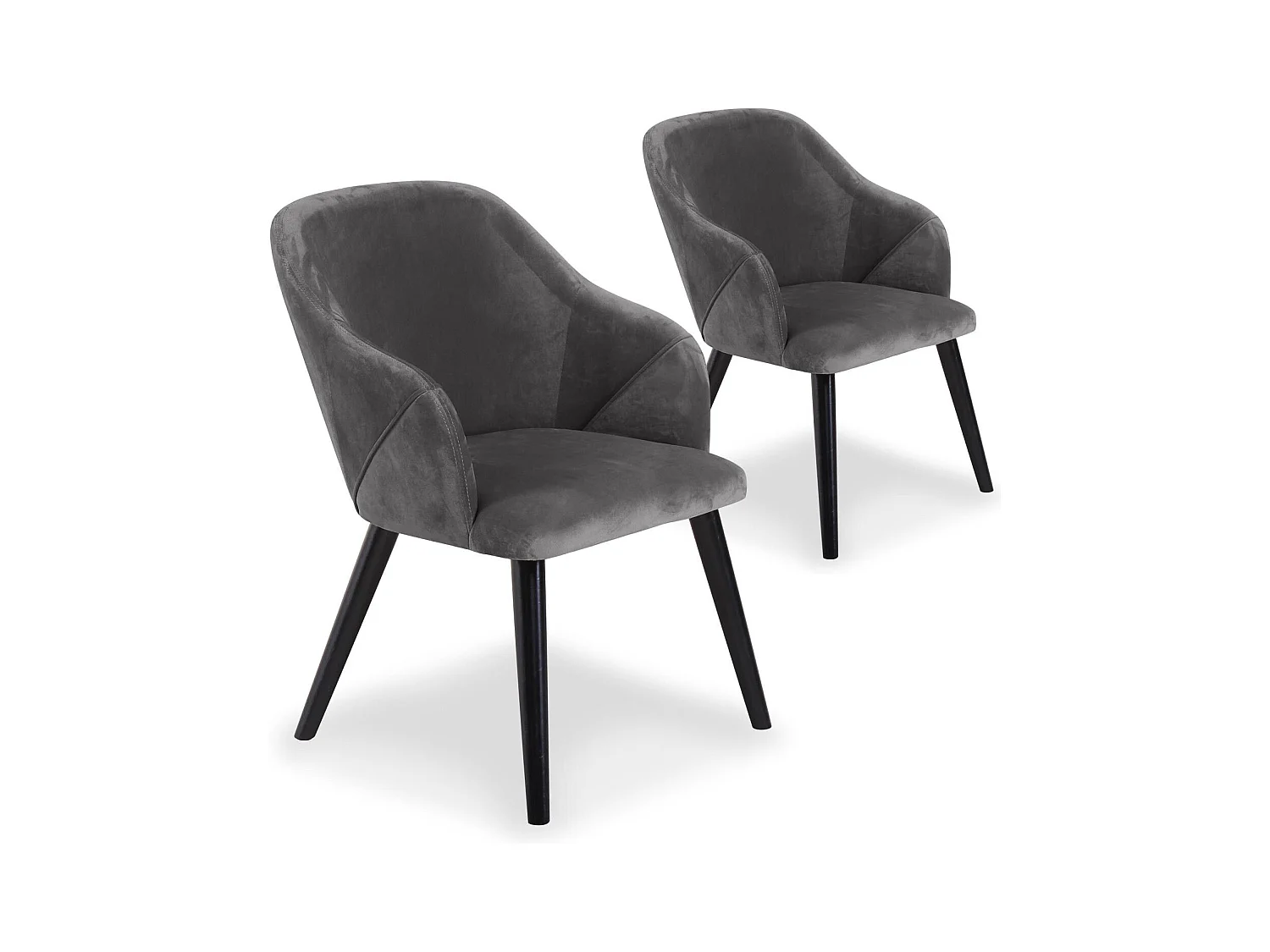 Lot de 2 Fauteuils en Velours "Yugnat" 85cm Gris