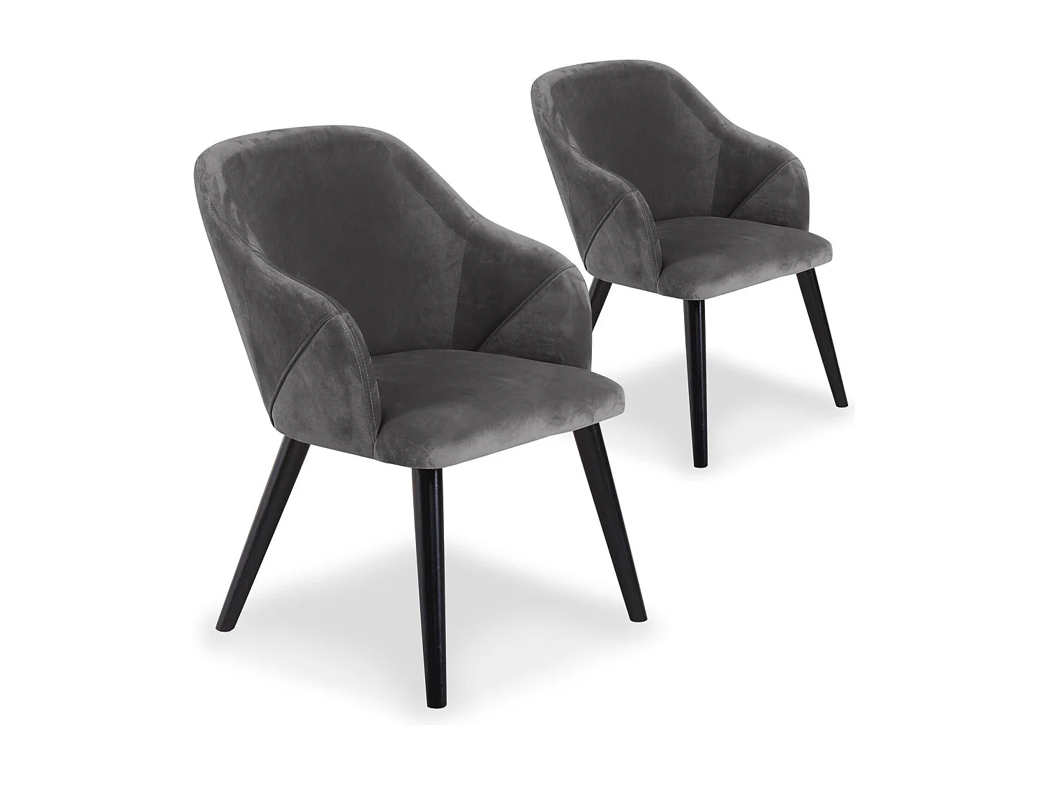 Lot de 2 Fauteuils en Velours "Yugnat" 85cm Gris
