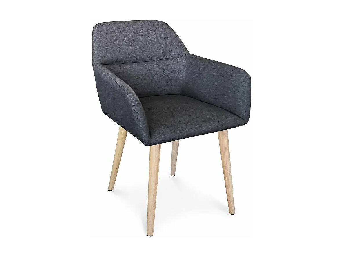 Fauteuil Scandinave Tissu "Mogal" 82cm Gris Foncé